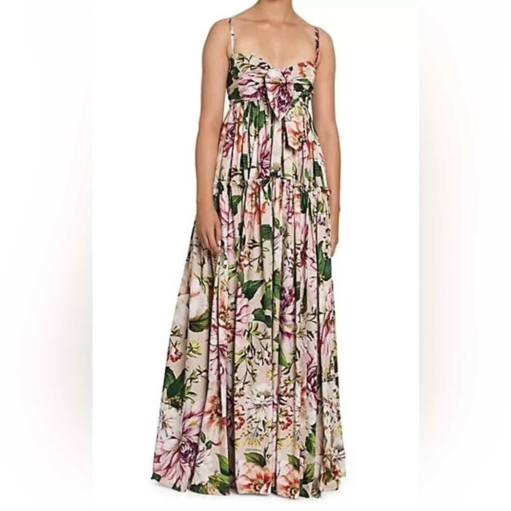 Dolce & Gabbana Pink and Green Spaghetti Strap Sundress Maxi IT 50